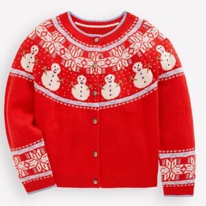 Mini Boden Festive Red Snowman Sweater
